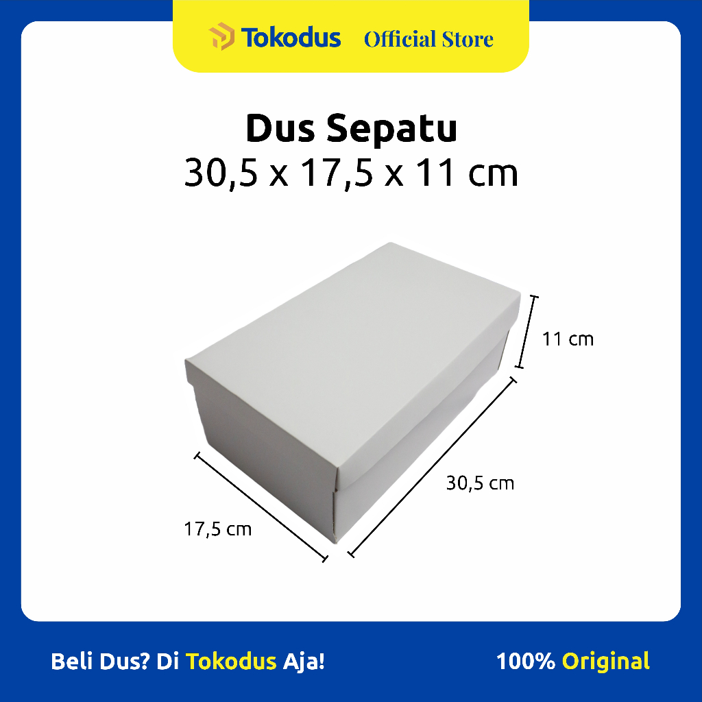 

Dus Sepatu | Kotak Sepatu | Kardus Box Sepatu Putih uk 30,5 x 17,5 x 11 cm - Tokodus Katapang