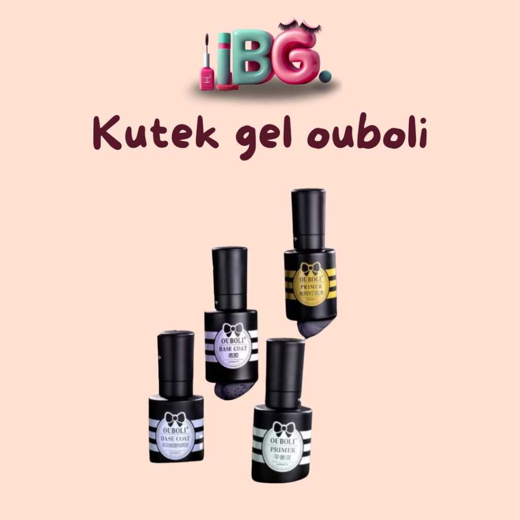 OUBOLI Base Coat & Top Coat Kutek Gel UV LED Ouboli Pelindung Kuku, Tahan Lama, Hasil Glossy Elegannya