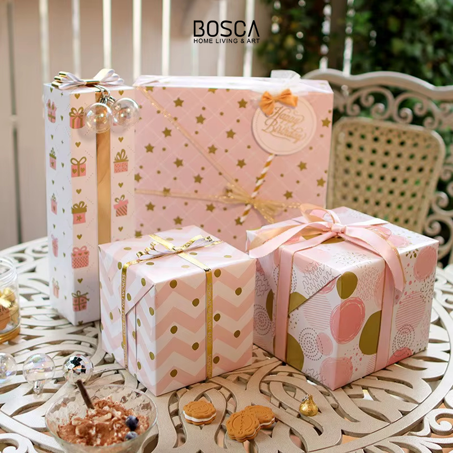 

Bosca Living - Gift Birthday Wrapping Paper / Kertas Kado Ulang Tahun / Bungkus Hadiah / Kertas Kado Mix Flower Pink / Hadiah Wedding Birthday