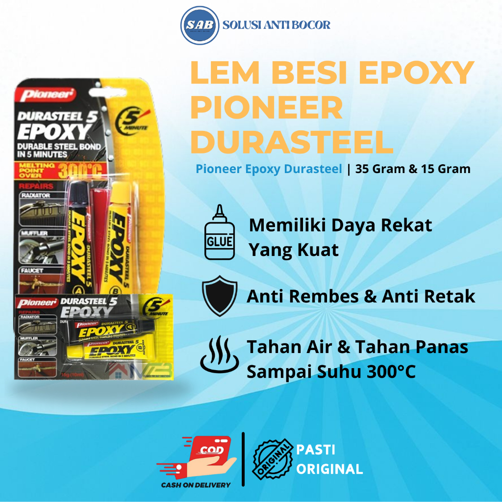 Lem Besi Epoxy Pioneer Durasteel Super Kuat Tahan Panas 300C Lem Porting Mesin Radiator