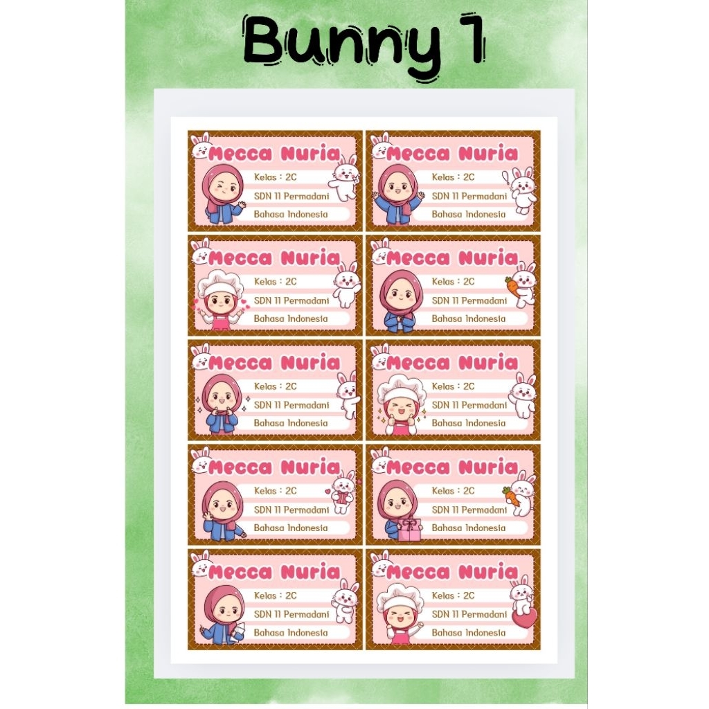 

stiker label nama custom design