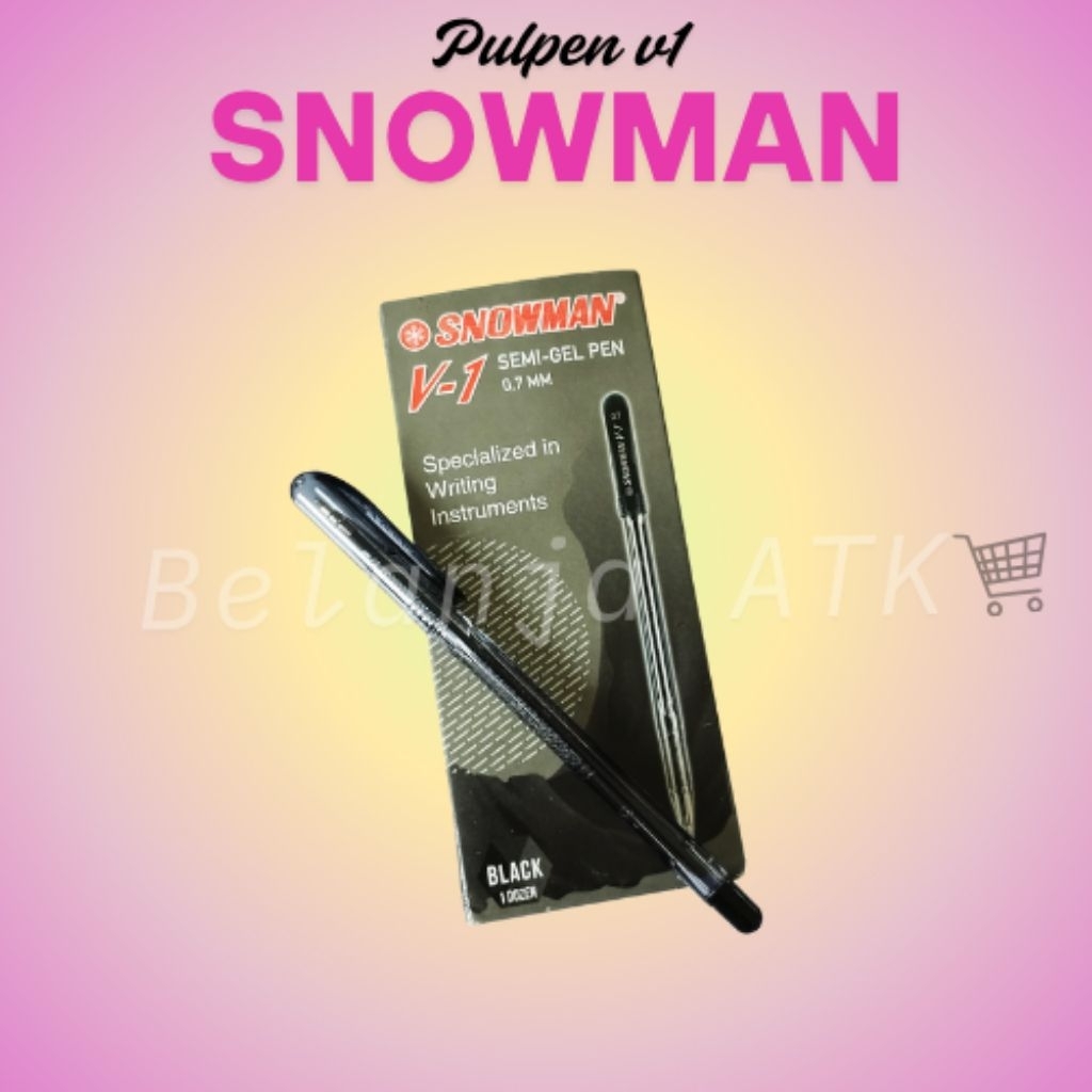 

[per pak] pulpen hitam alat tulis Snowman V1 hitam