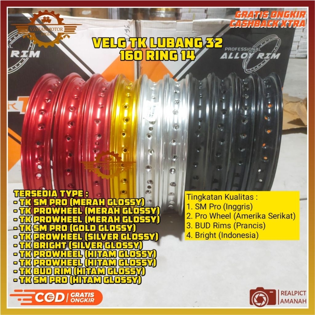 (Promo) Tangan Pertama Velg Velk Pelg 160-14 Velg 160-14 160 Ring 14 TK Japan Jari 32 Lubang 32 Velg