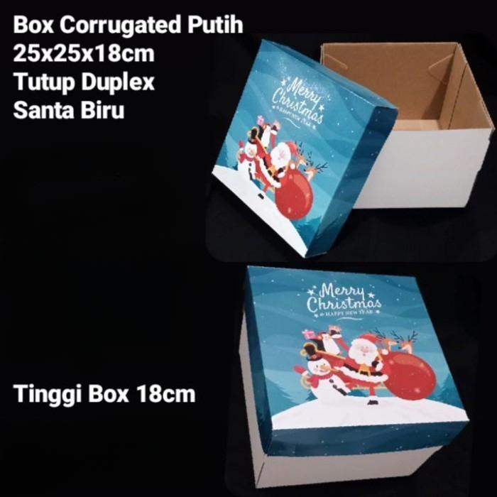 

box cookies corrugated hampers natal santa biru dus parcel christmas ukuran 25x25x18cm