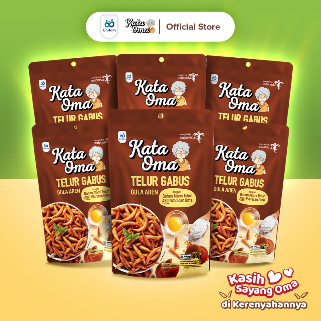 

Paket Isi 6 Kata Oma Telur Gabus Rasa Gula Aren 50 Gr