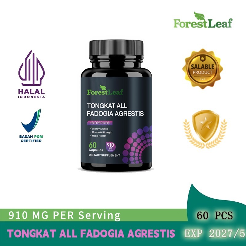 TONGKAT ALI + FADOGIA AGRESTIS + BIOPERINE - Dukungan Kesehatan Umum, 60 Kapsul Lembut