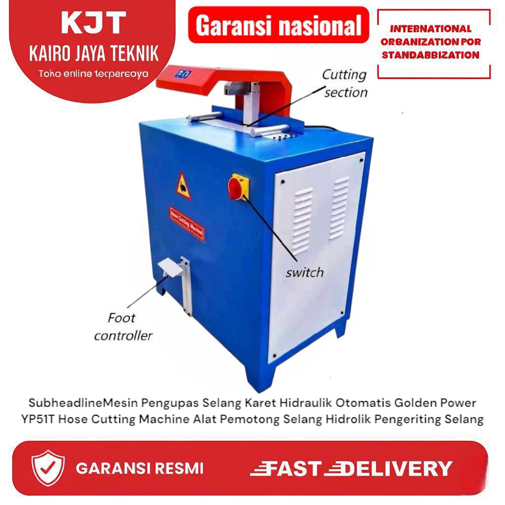 Mesin Pengupas Selang Karet Hidraulik Otomatis Golden Power YP51T Hose Cutting Machine Alat Pemotong