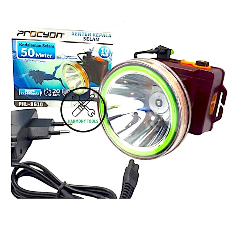 Senter Kepala Selam 50 Meter 10 Watt Lampu Warna Kuning Procyon