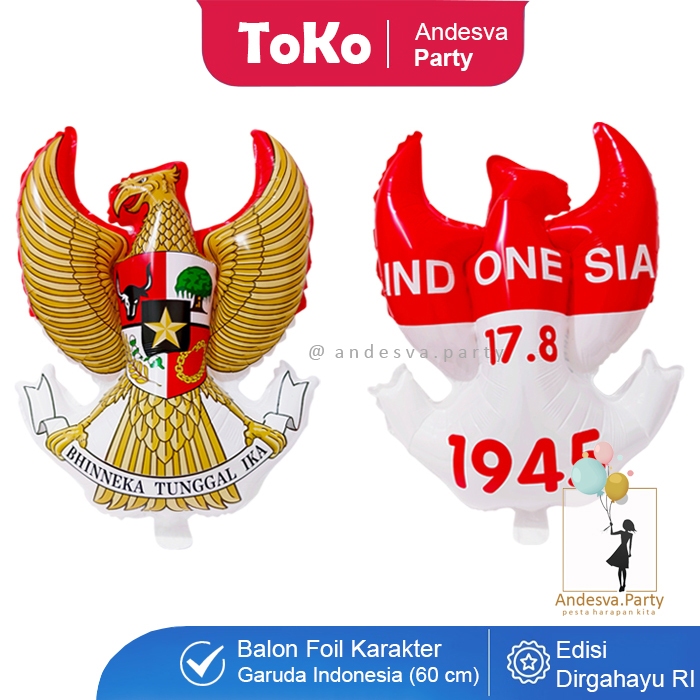 Balon Plastik Garuda Merah Putih / Balon Burung Garuda Dirgahayu RI / Balon Garuda Hut RI Indonesia