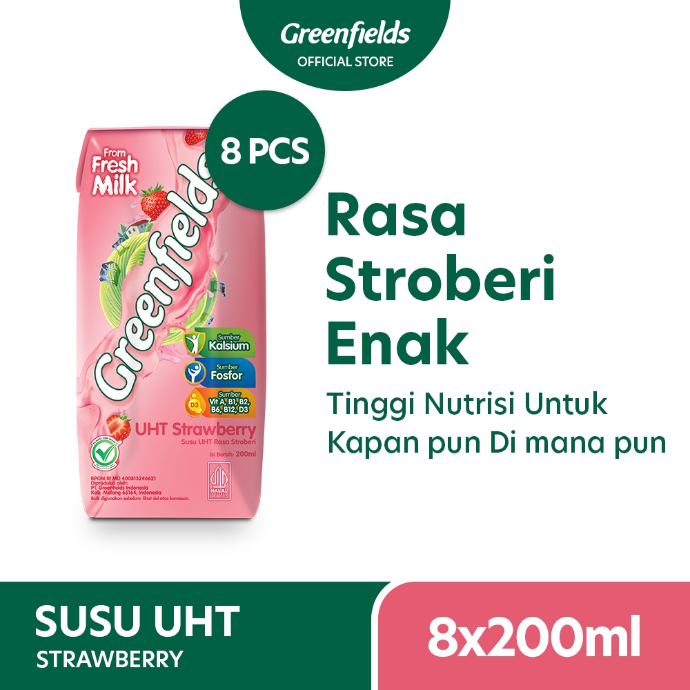 

[Bundling 8 Pcs] Susu Greenfields UHT Strawberry 200ml