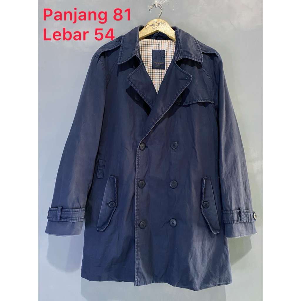 coat zara outer jas mantel jubah dobel kancing pria