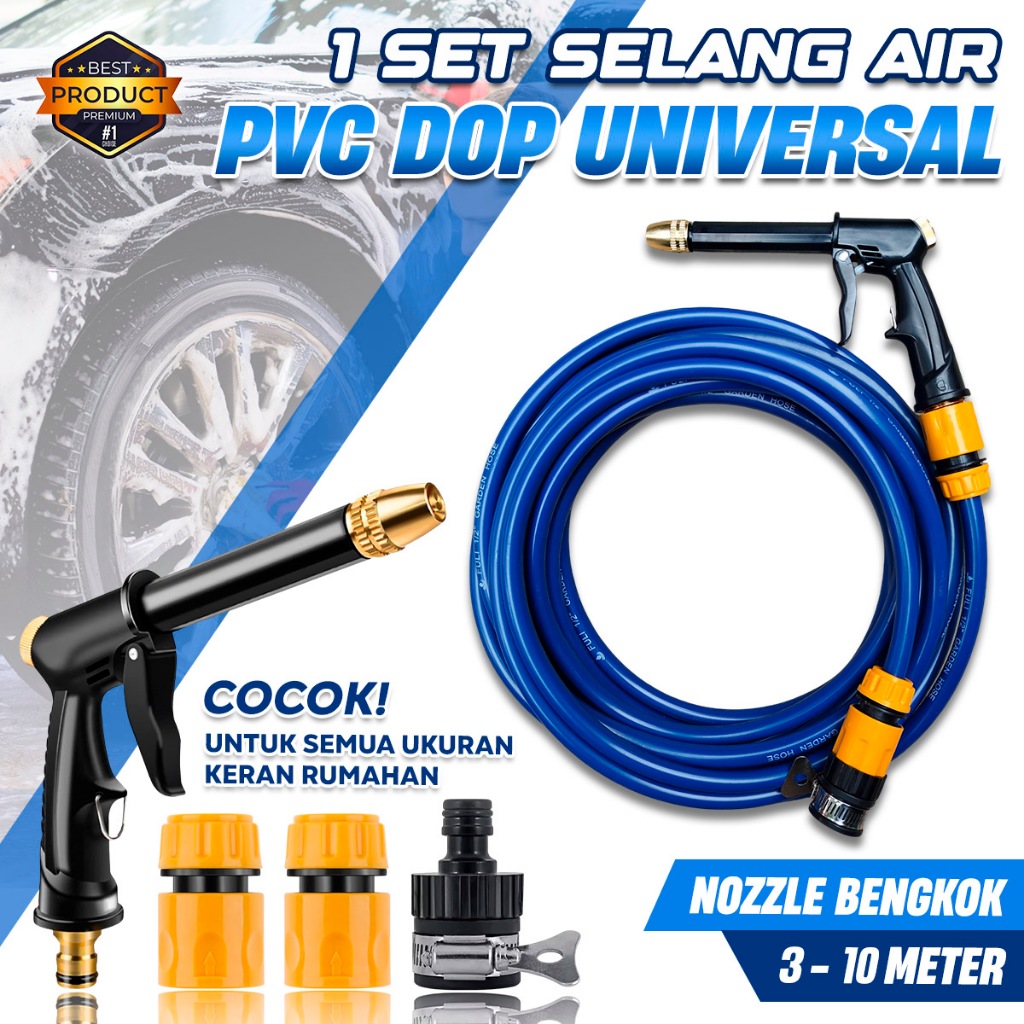 1 Set Selang Air Komplit Dop Elastis Semprotan Bengkok Universal – Paket Selang Air Selang Taman Len