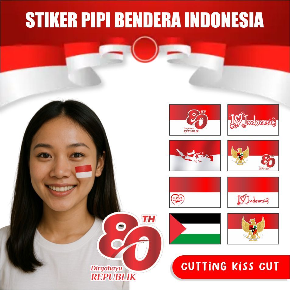 

Sticker Bendera Merah Putih di Pipi | Waterproof Untuk Lomba 17an & Event Nasional