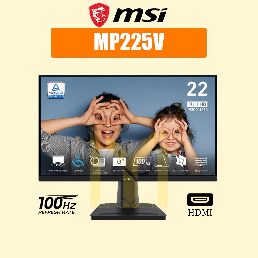Monitor MSI Pro MP225V 22" FHD 100Hz 1ms HDMI /Layar/LED 22 Inch MSI MP 225V /MP225 V
