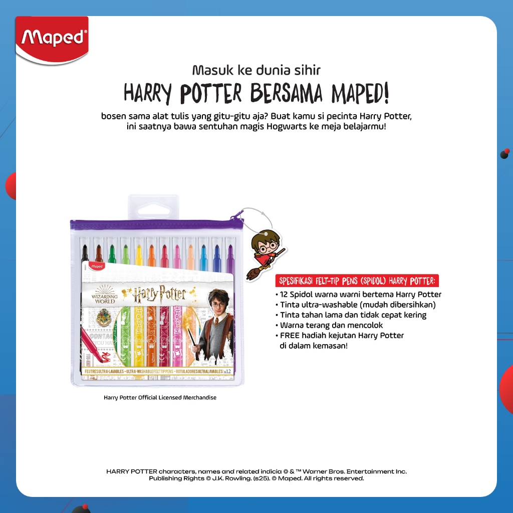 

Maped Felt Pens Spidol Warna Harry Potter isi 12 warna - Plastic Pouch