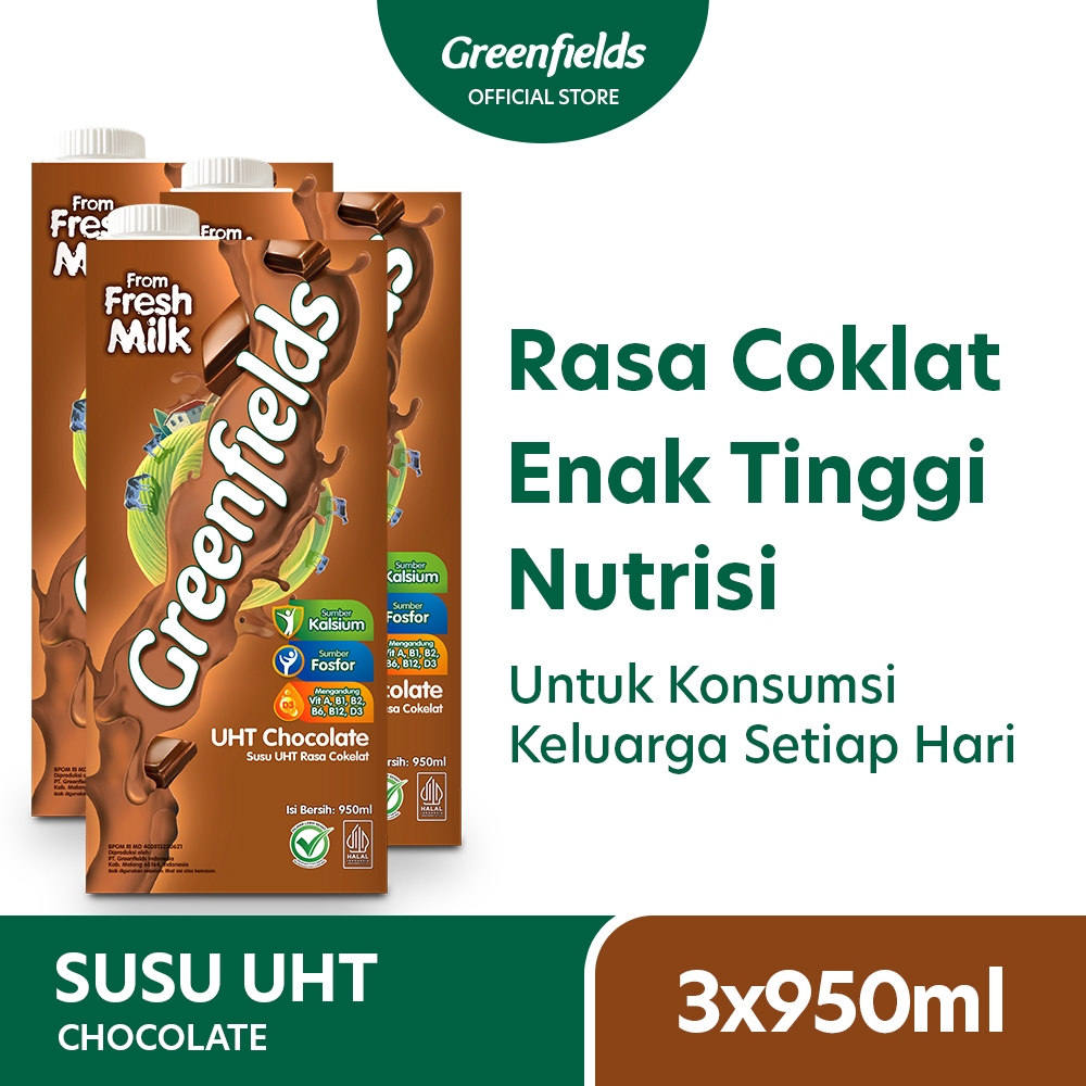 

[Triplepack] Susu Greenfields UHT Chocolate 950mL x 3 pcs