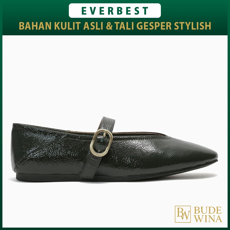 EVERBEST SEPATU FLAT SHOES WANITA ORIGINAL KULIT ASLI HIJAU EW02