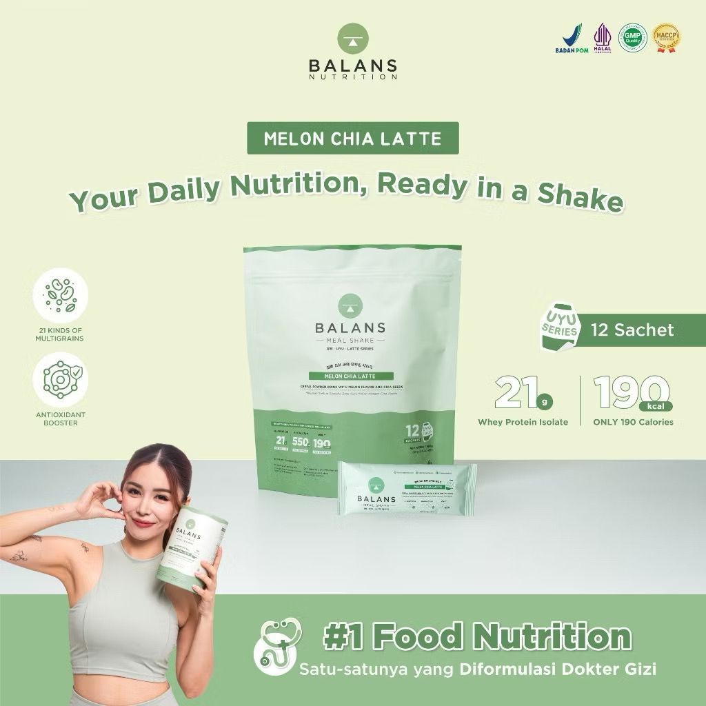 

READYSTOCK | BALANS Meal Shake UYU Series | Melon Chia Latte | Susu Protein & Tinggi Kalsium Rendah Kalori | 12s