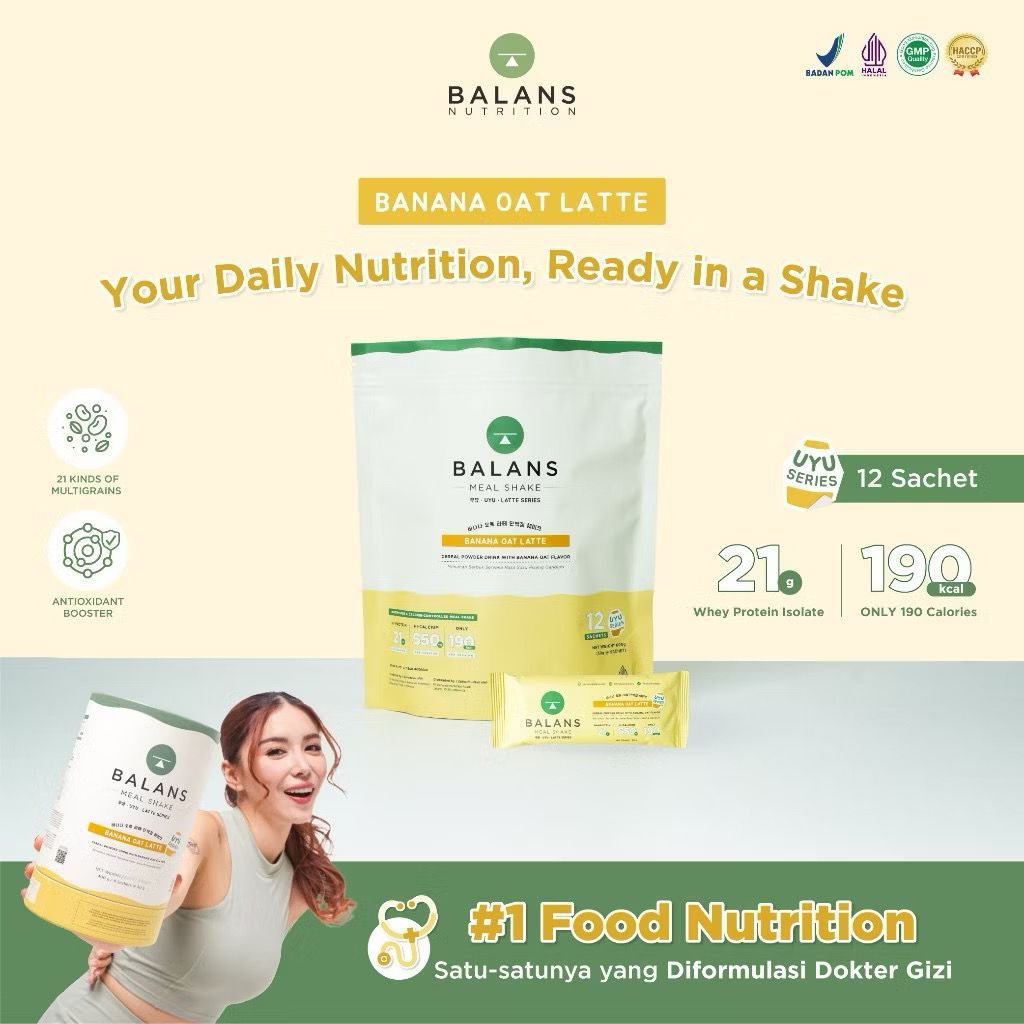 

READYSTOCK | BALANS Meal Shake UYU Series | Banana Oat Latte | Susu Protein & Tinggi Kalsium Rendah Kalori | 12s
