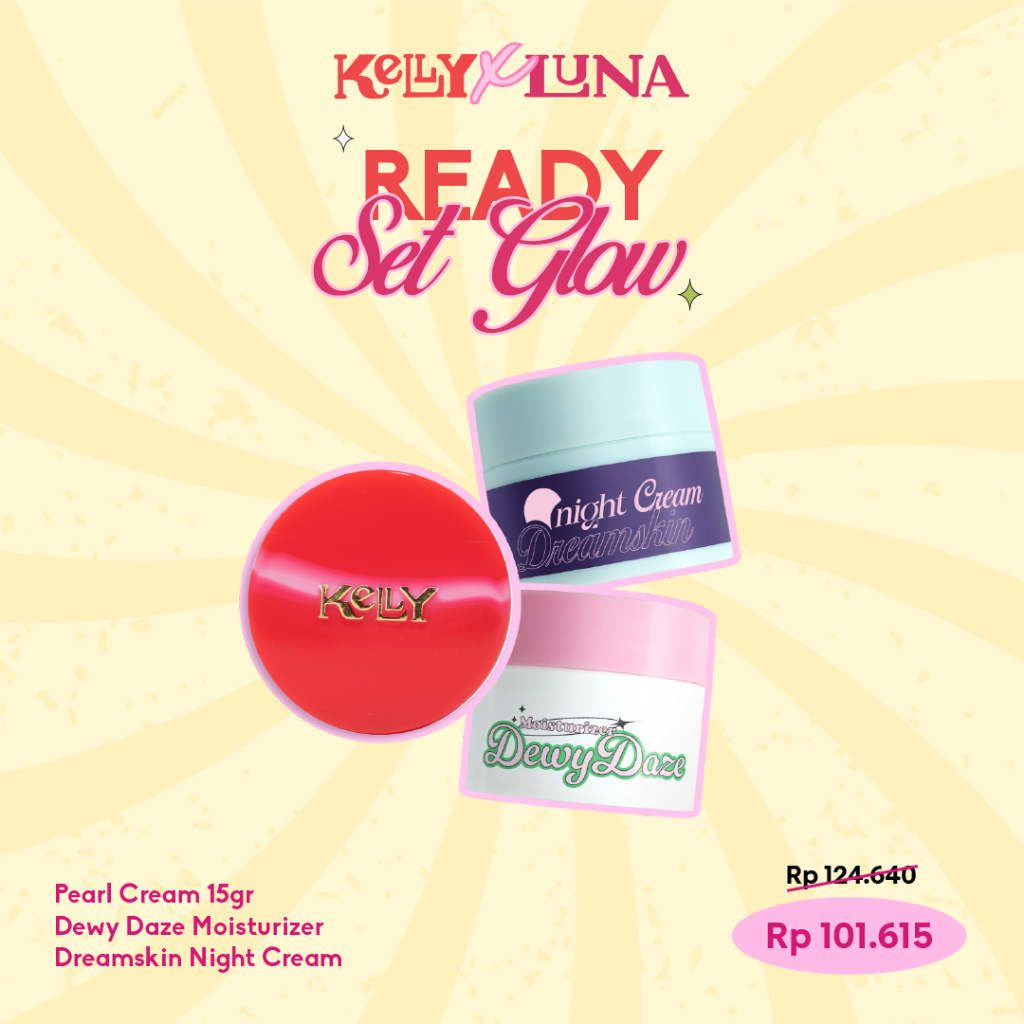 Kelly x Luna Half Package (Kelly Pearl Cream 15gr + Night Cream + Moisturizer) | Krim Pelembap Wajah