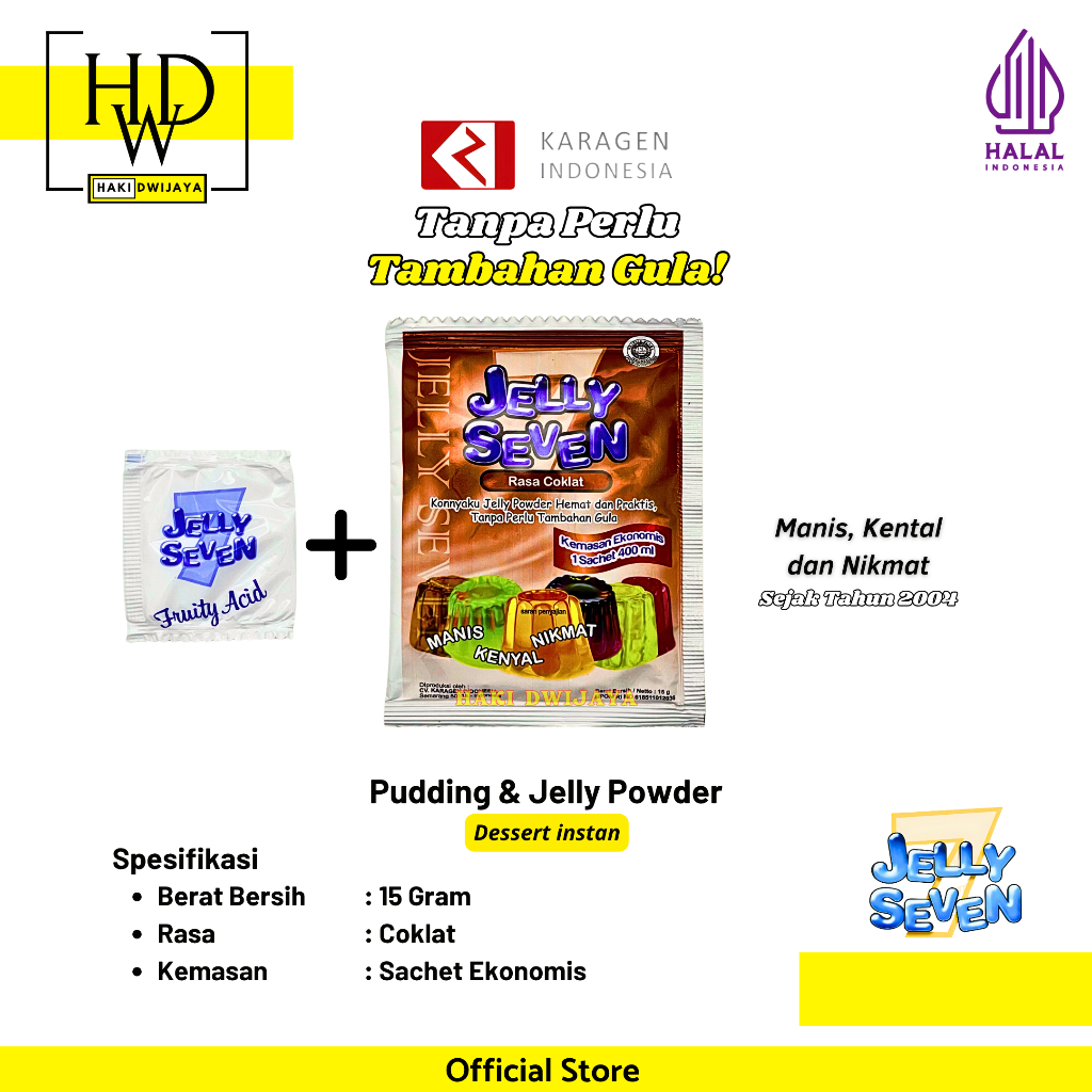 

Jelly Seven Ekonomis Bubuk Jelly Serbaguna 15 gram x 12pcs Rasa Coklat