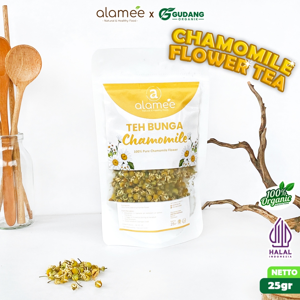 

alamee teh bunga chamomile 25 gram teh bunga chamomile dengan aroma lembut dan bunga segar alami