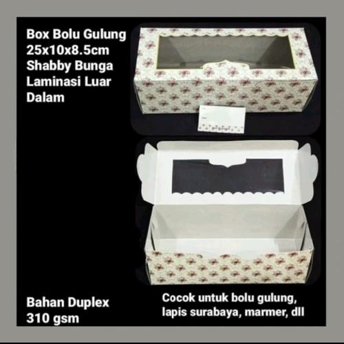 

Box Bolu Gulung Shabby Bunga Laminasi Luar Dalam 25x10x8.5cm Isi 10