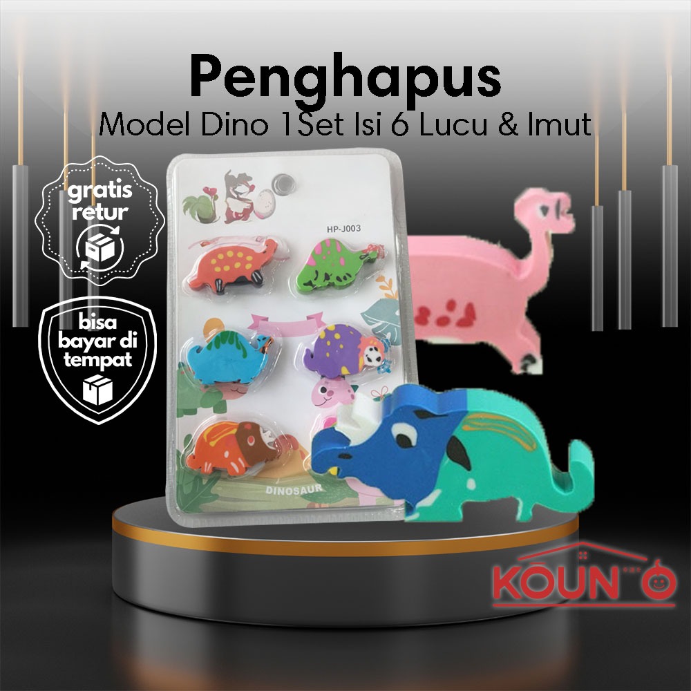 

Set Penghapus Bentuk Dino 6 Karakter Berbeda Unik Penghapus Dinosaurus Warna-Warni Isi 6 Alat Tulis Anak Lucu