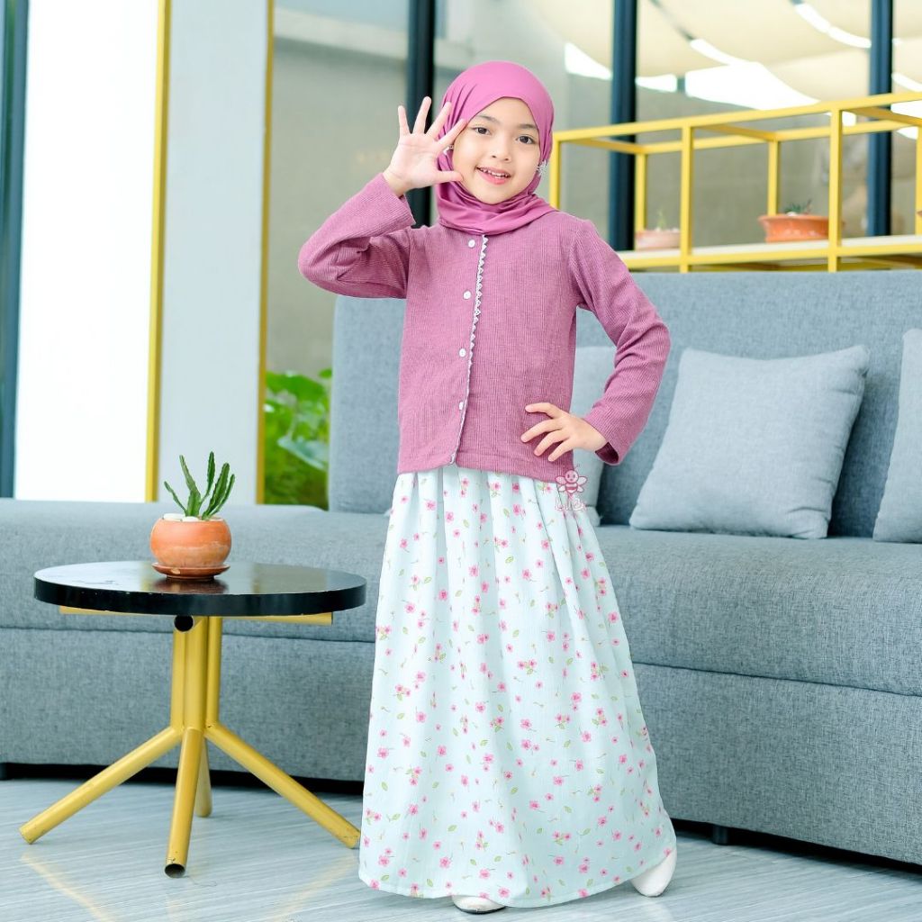 Lilbi - Julia One Set - Setelan Rok Anak Perempuan - Baju Muslim Anak - One Set Anak Perempuan 10 Ta