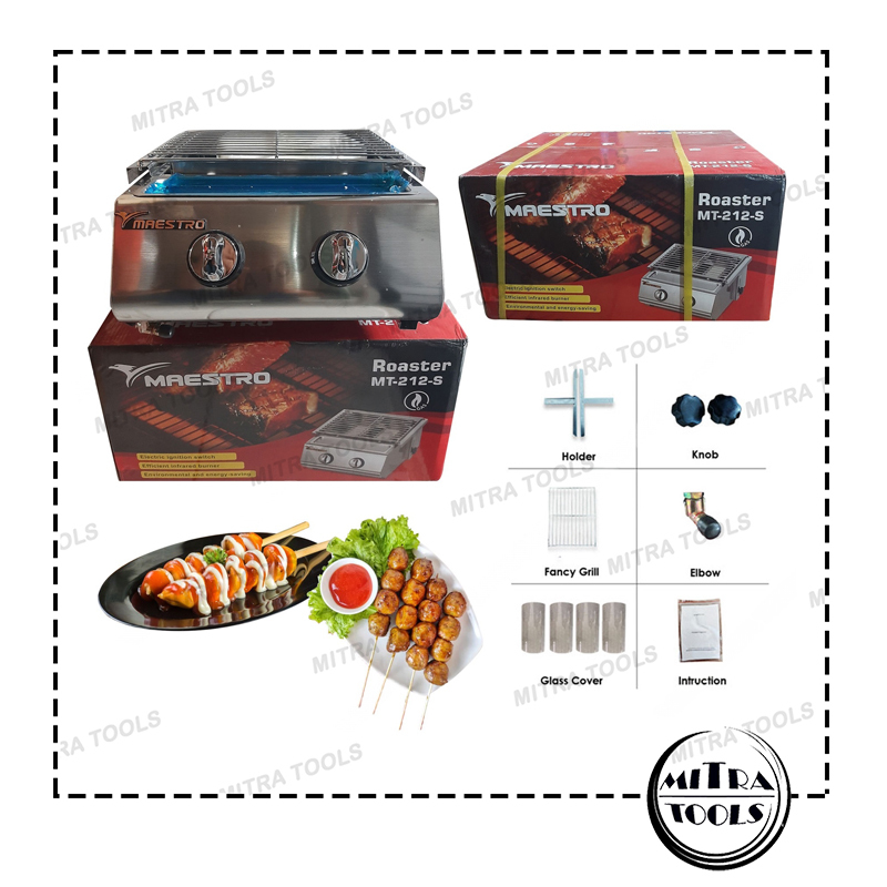 MAESTRO MT-212 S Kompor Pemanggang / Panggangan Sosis 2 Tungku Maestro Gas Roaster