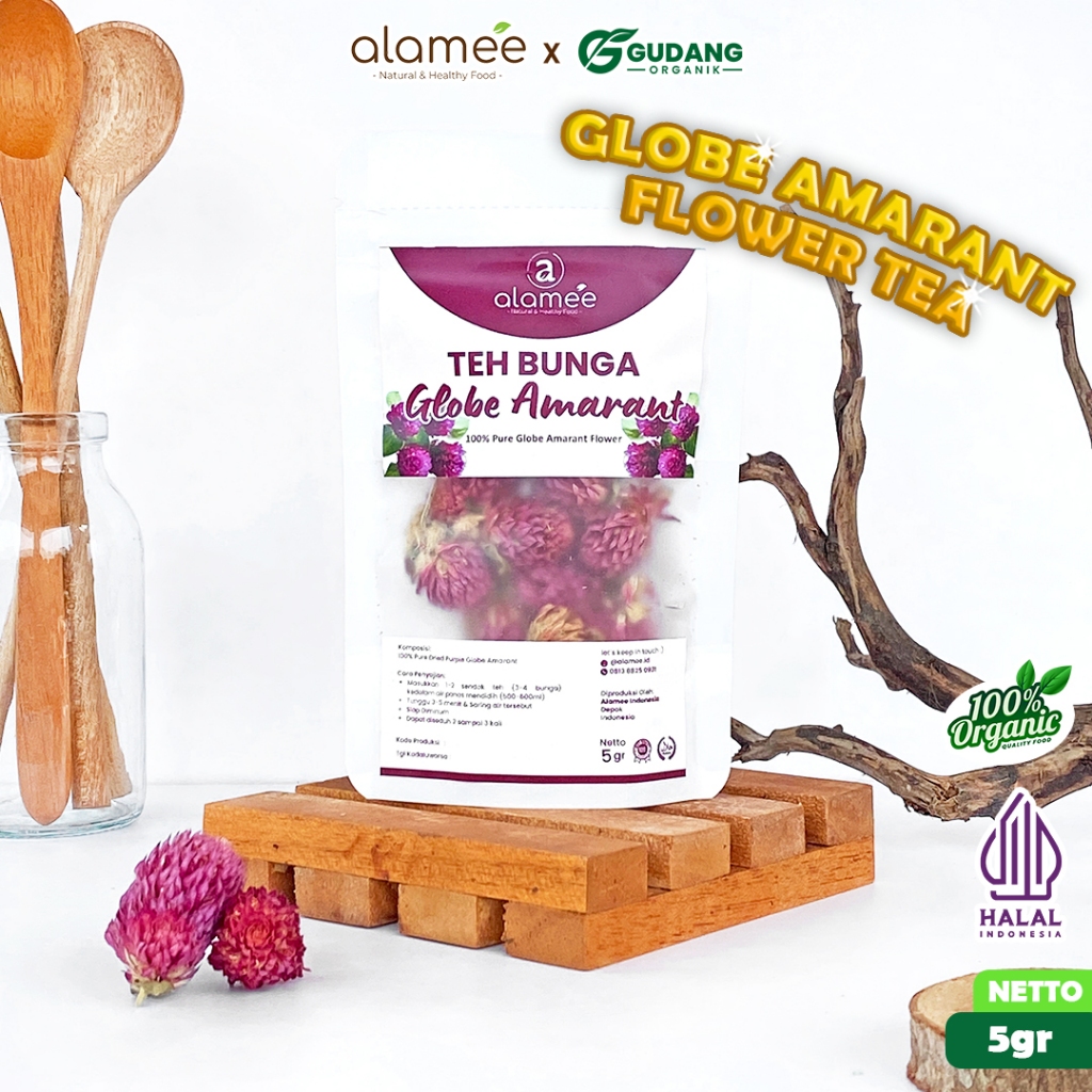 

alamee teh bunga purple globe amaranth dengan warna ungu cerah dan rasa unik yang menawarkan manfaat