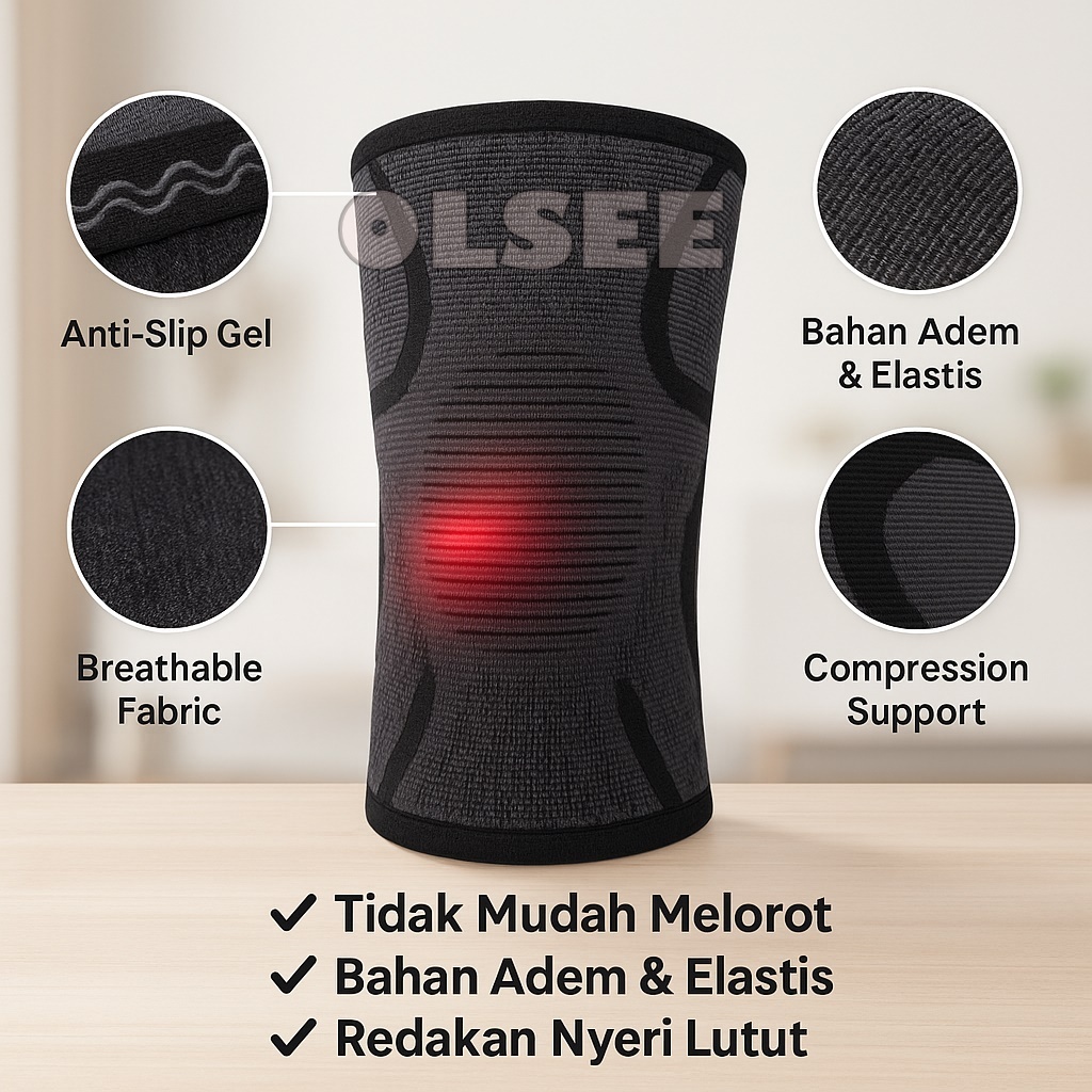 Olsee - Deker Lutut Kesehatan & Olahraga Knee Support Brace Elastis Pelindung Lutut, Nyeri, Cedera,