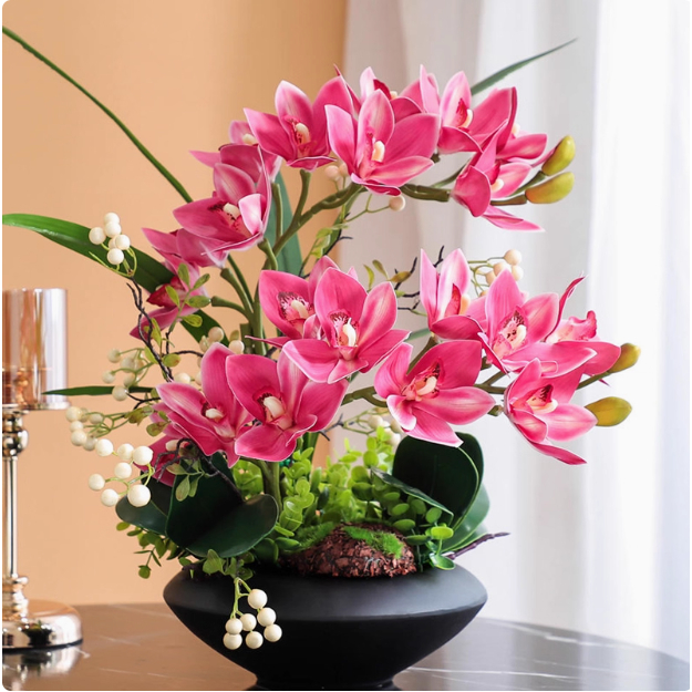 Bunga Anggrek Cymbidium Orchid Jumbo 10 Cabang Latex Bunga Magnolia Artificial Palsu / CZ-006L
