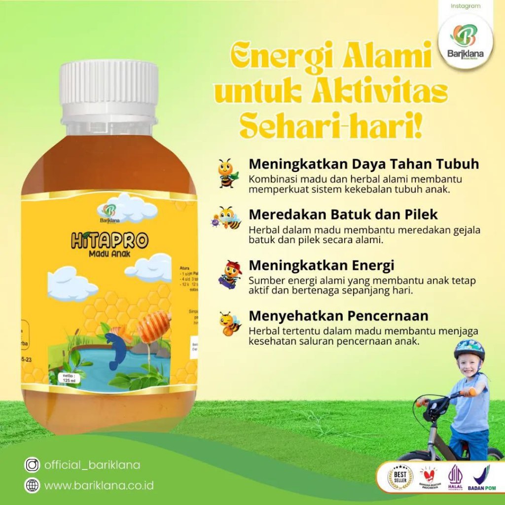 

Madu Anak HITAPRO, Solusi Alami Meningkatkan Nafsu Makan dan Kecerdasan Otak Anak