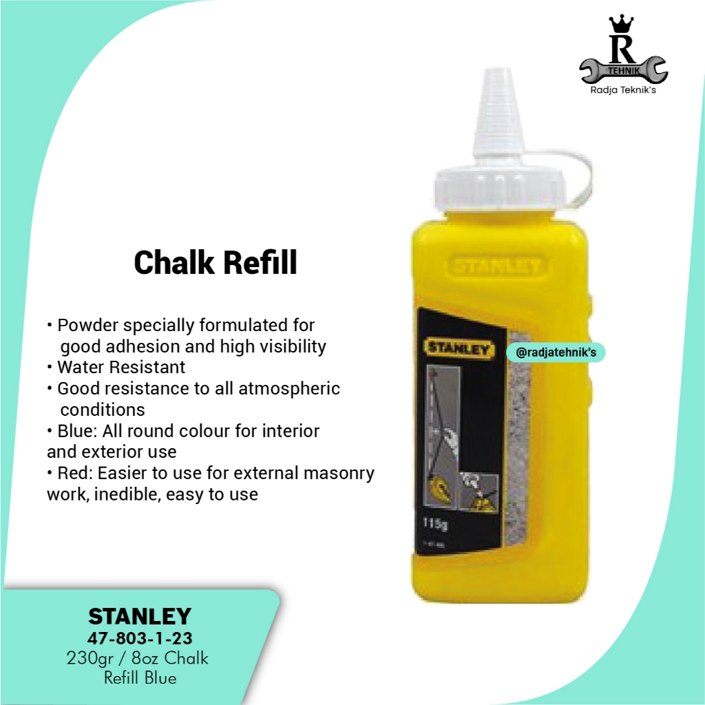 

STANLEY \ 47-803-1-23 | 230gr / 8oz Chalk Refill Blue \ Kapur Tulis \ Alat Tukang Serbaguna