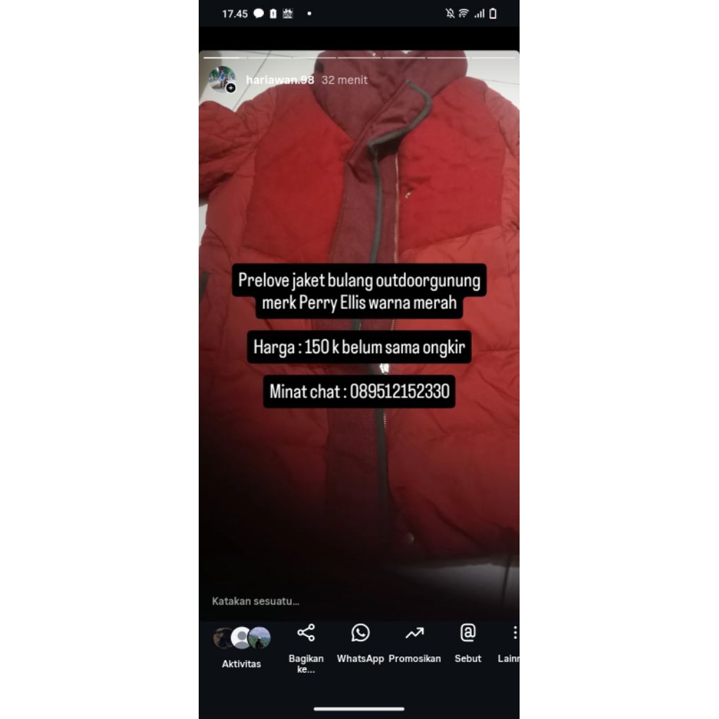 Jaket Bulang outdoor