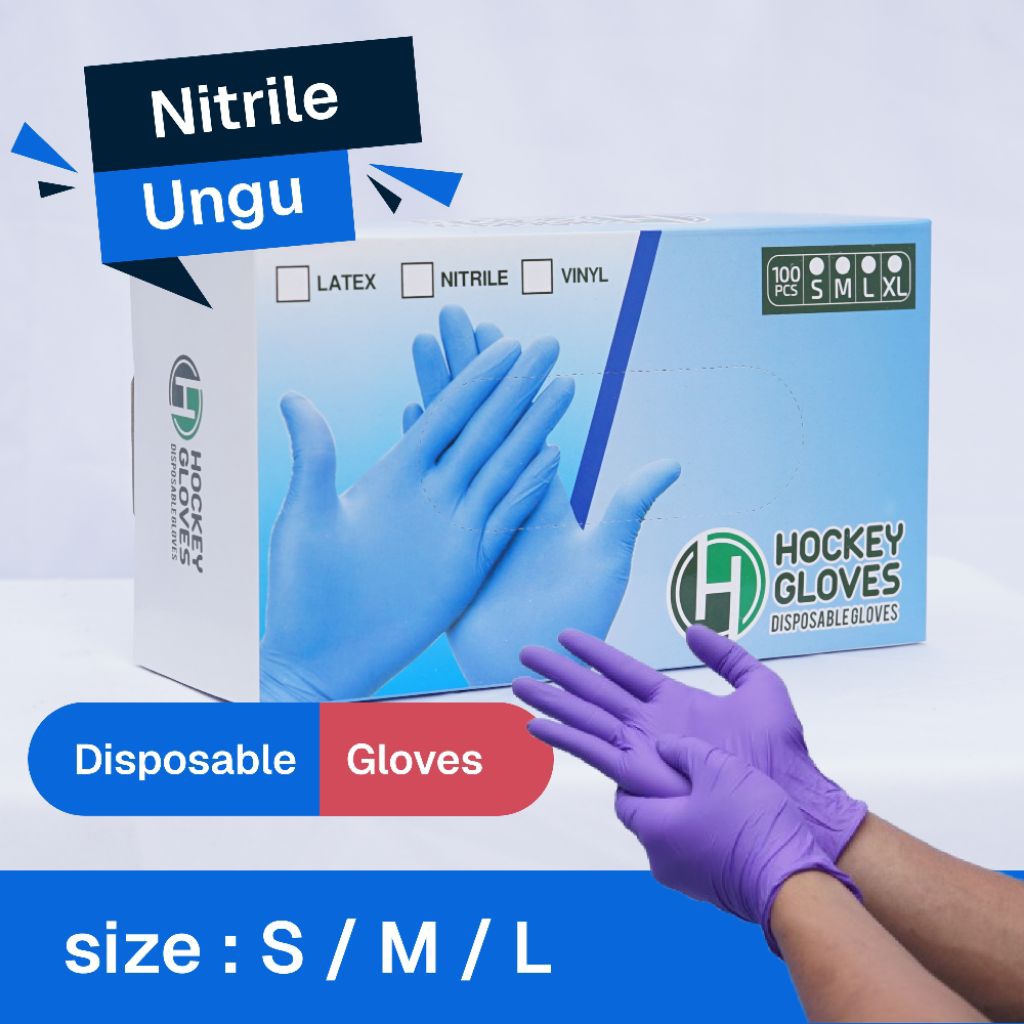 Handscoon Sarung Tangan Nitrile - Hockey Ungu Disposable Gloves exam/medis/food