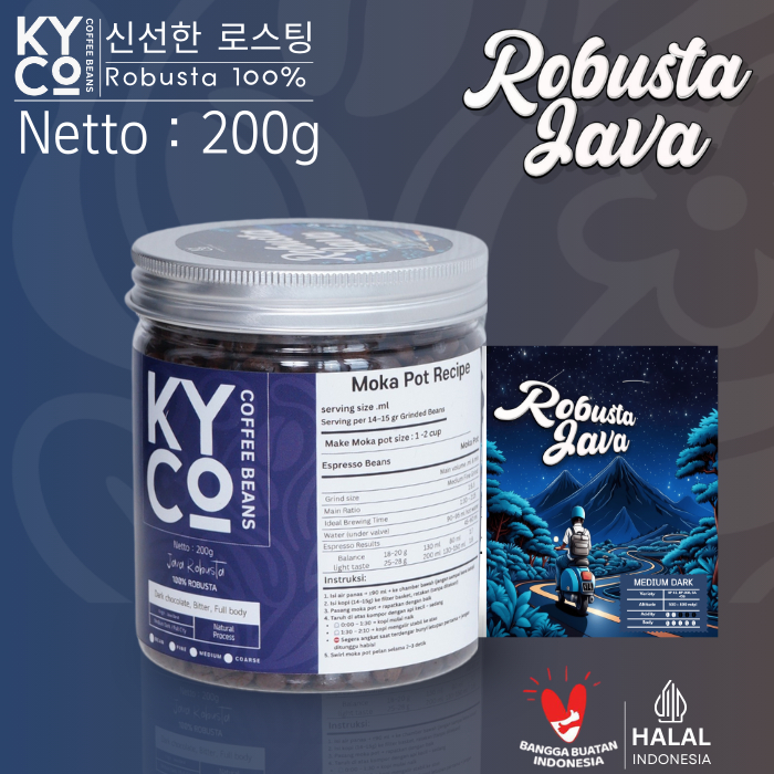 

Biji Kopi Robusta Java Preanger 200 gram - Espresso Beans Grade 1 | Roast Beans | Mokapot | Medium Dark Roast | Kopi Susu | Blend Kopi | Kiyowo Coffee Roastery