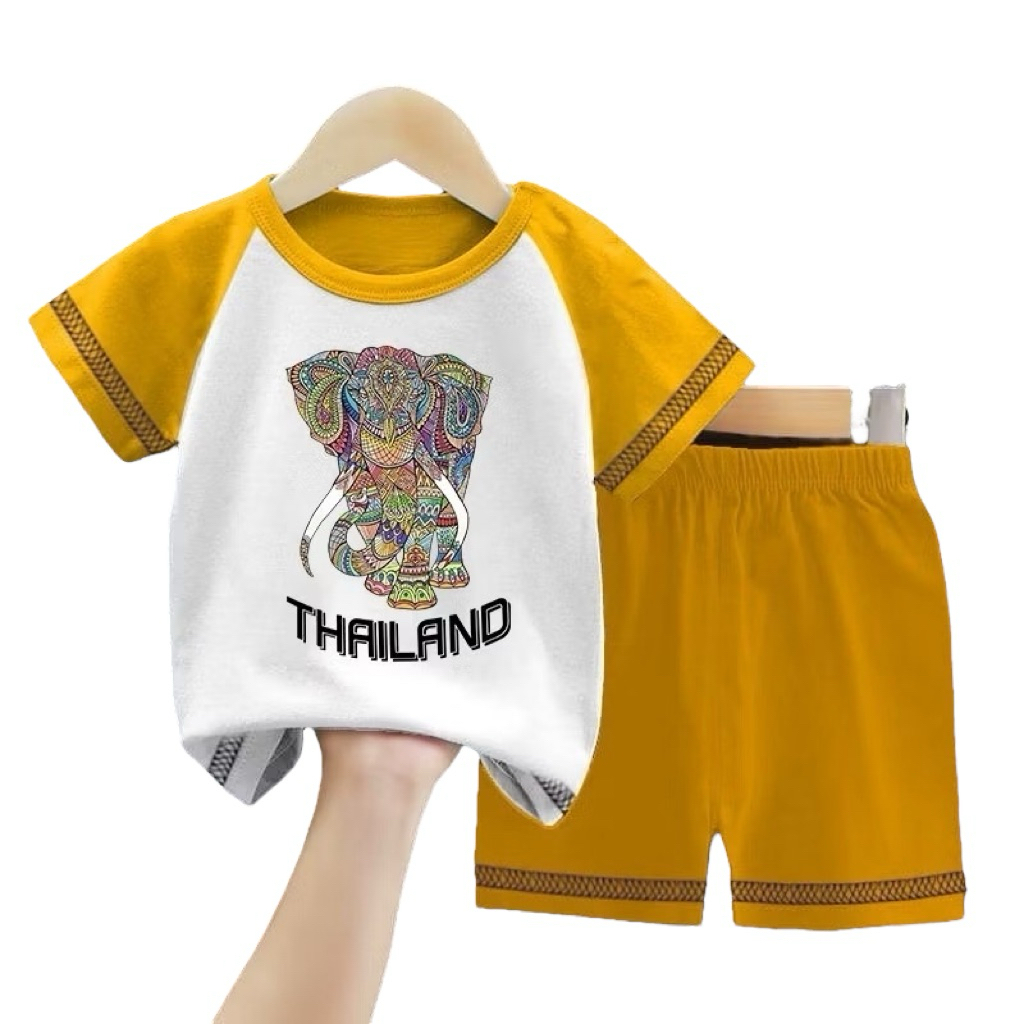 DEPH STORE - SETELAN ANAK ANAK MOTIF THAILAND GAJAH BATIK / KAOS SETELAN ANAK COWOK CEWEK / BAJU SET