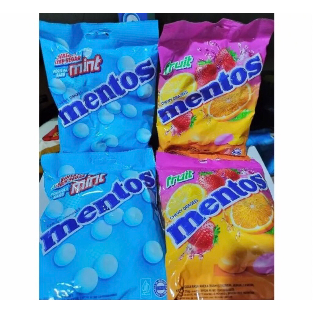 

Permen Mentos Mint 1 pak 50 pcs 135 gr Permen Pelega Tenggorokan