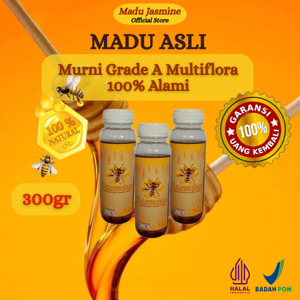 

JASMINE Madu Asli Multiflora Murni Alami Grade A 100% Madu Kesehatan 300gr