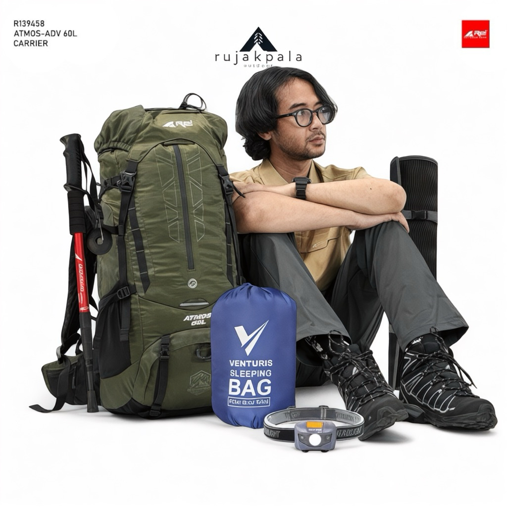 paket mendaki OT2 Atmos ADV - carrier arei atmos ADV 60L - paket keril hiking rei