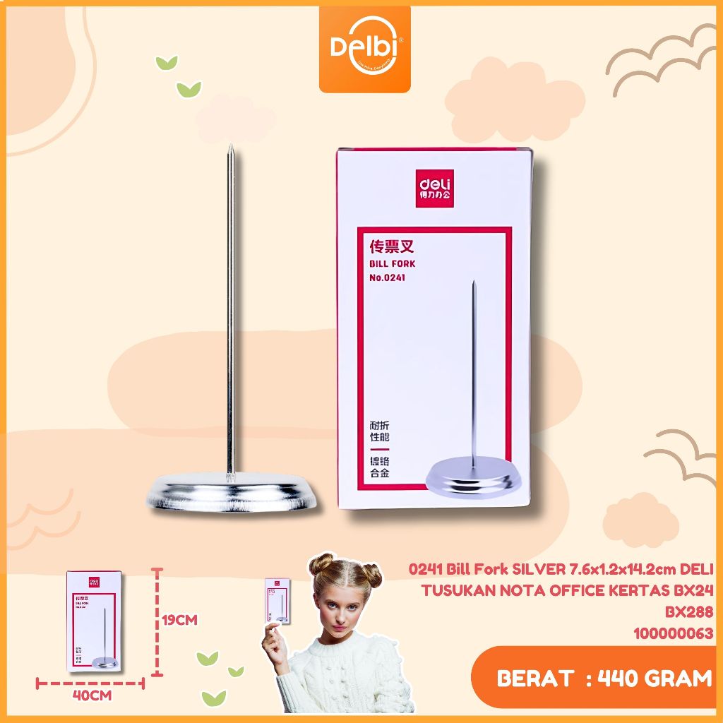 

Deli Tusukan Bill / Tusukan Nota Bon Kwitansi / Tusukan Kertas Bahan Besi Untuk Restoran Cafe | 241 Bill Fork SILVER 7.6x1.2x14.2cm