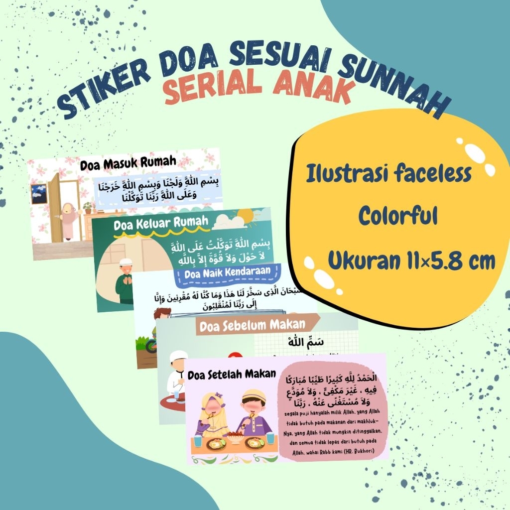 Stiker Doa Harian Sesuai Sunnah Isi 15 pcs. Stiker Doa Harian Anak Faceless