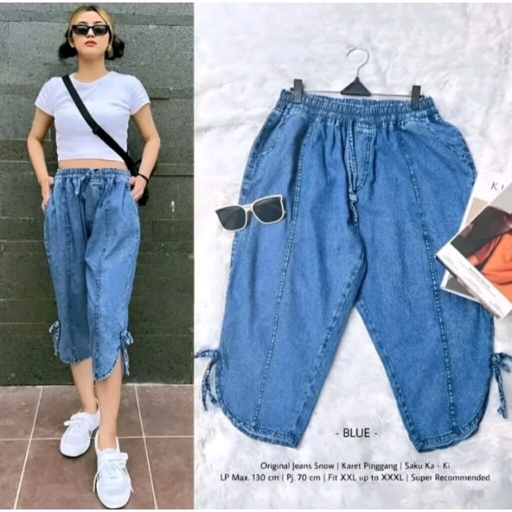 Gemini Pants Celana Baggy Boyfriend Pendek 7/9 Jeans Denim Wanita