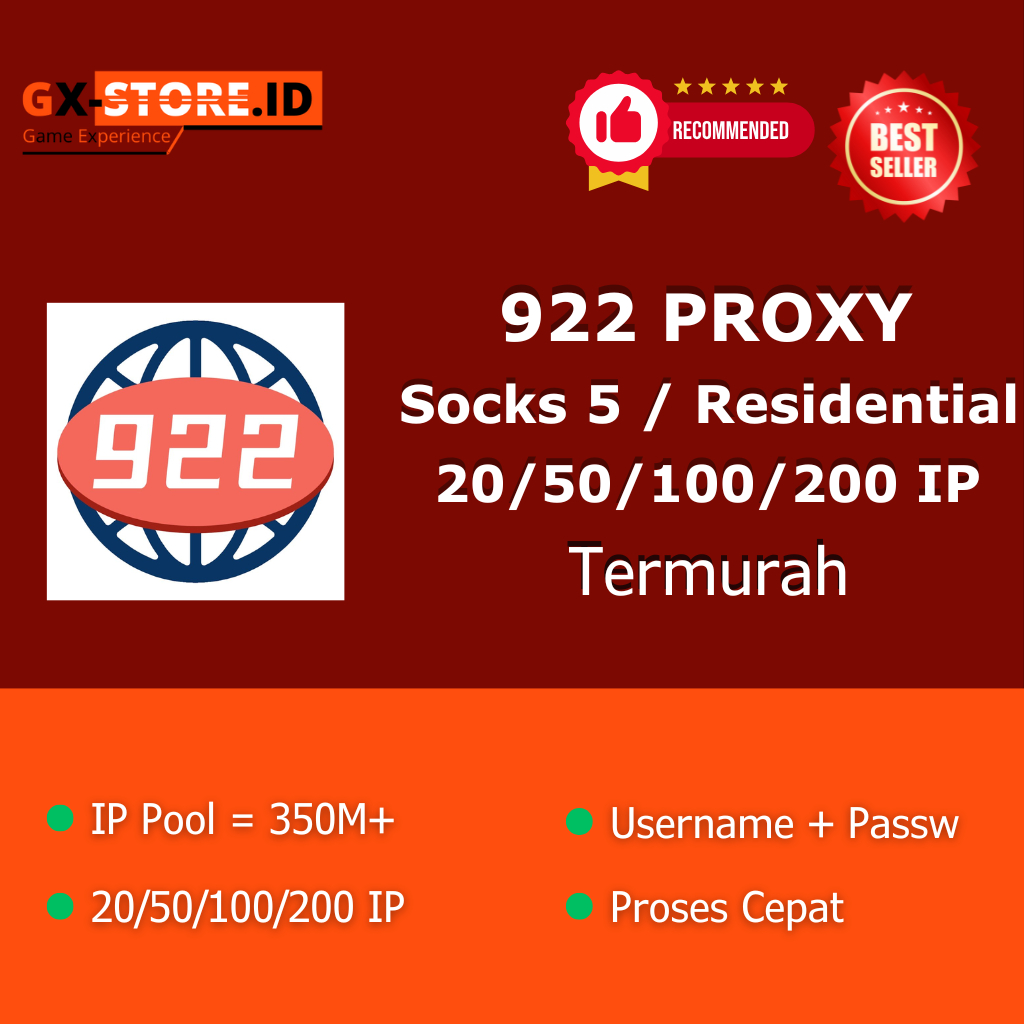 922 Proxy Socks5 / Residential ( Termurah )