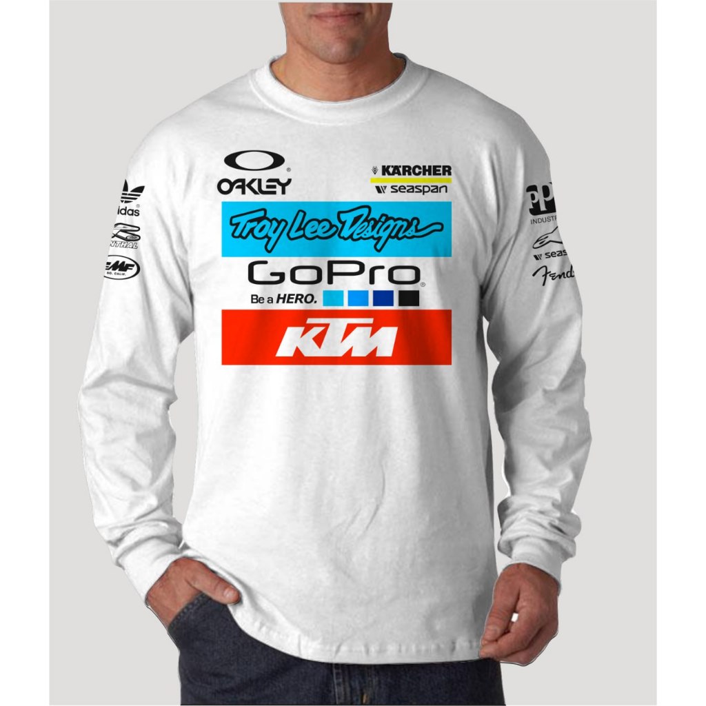Kaos Racing Lengan Panjang Pria KTM GoPro Warna Putih