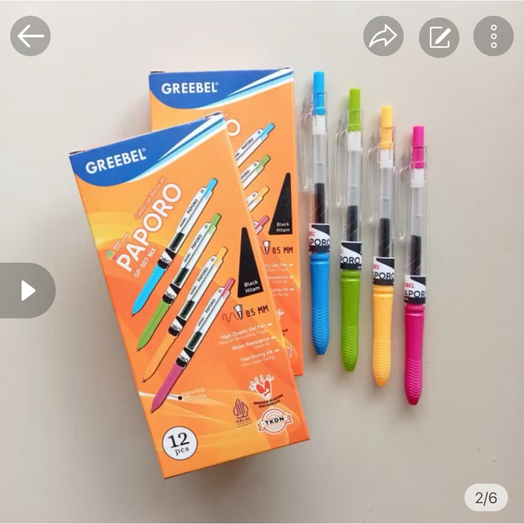 

Pulpen Gel Pen Greebel Paporo 0.5mm ( 100 Pak ) [ Original ]