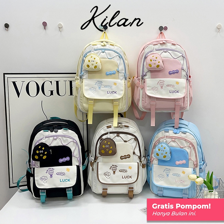 HUMAIRA Tas Ransel Wanita Lucu Korea Style Estetik Backpack Cewek Sekolah Kuliah Cute Style - RS0013