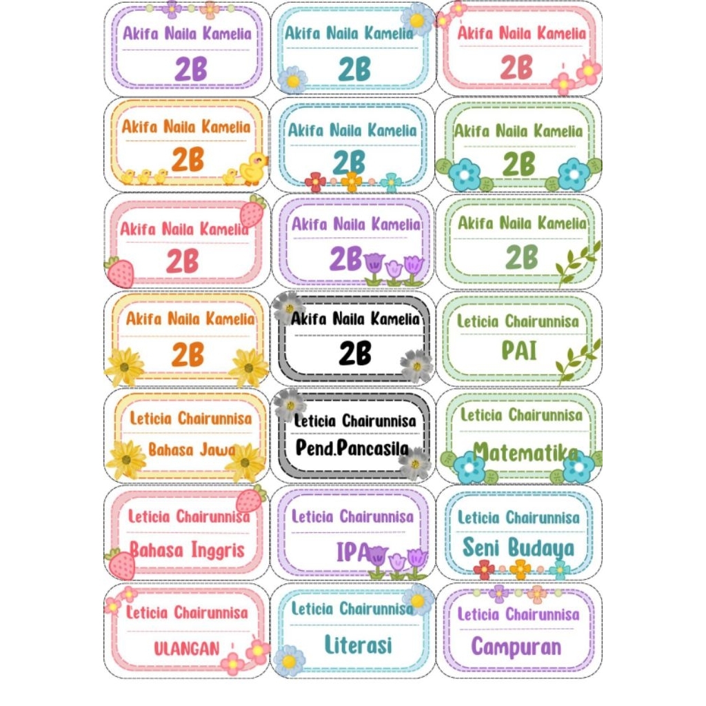 

stiker label buku custom isi 20